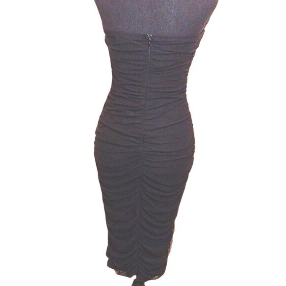 CAFASHION BOUTIQUE WOMEN'S BLACK STRAPLESS RUCHED DRESS - SIZE M - Picture 2 of 4